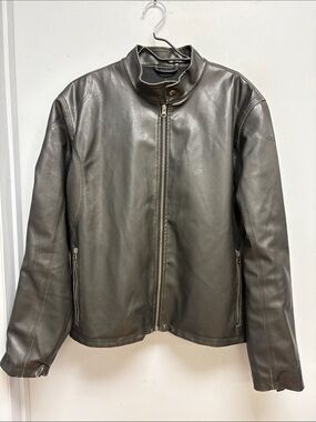 BC Ethic Men’s Faux Leather Motorcycle Cafe Racer Jacket Black XL